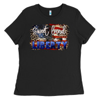 Black Sweet land of liberty 4th of july Ladies Tee - CowGirlArtShop