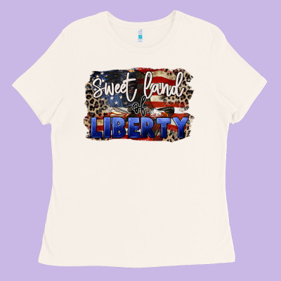 Sweet Land Of Liberty 4th Of July Ladies Tee Designed By Cowgirlartshop