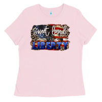 Bubblegum Pink Sweet land of liberty 4th of july Ladies Tee - CowGirlArtShop