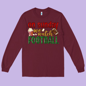 On Sunday We Watch Football Long Sleeve Tee Designed By Bundleandbundleshop