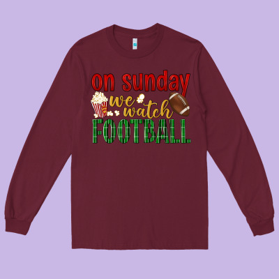 On Sunday We Watch Football Long Sleeve Tee Designed By Bundleandbundleshop