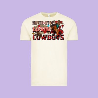 Never Stop Lovin Cowboys Vintage Tee Designed By Fadigitalartstudio