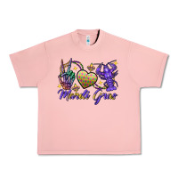 Salmon Peace love crawfish Mardi Gras skeleton hand Urban Heavy Tee - FaDigitalArtStudio