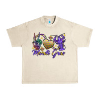 Sandshell Peace love crawfish Mardi Gras skeleton hand Urban Heavy Tee - FaDigitalArtStudio