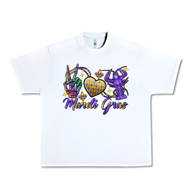 Peace Love Crawfish Mardi Gras Skeleton Hand Urban Heavy Tee by FaDigitalArtStudio | Teevron
