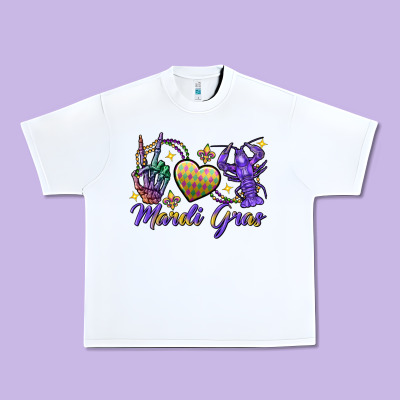 Peace Love Crawfish Mardi Gras Skeleton Hand Urban Heavy Tee Designed By Fadigitalartstudio