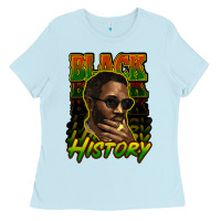 Baby Blue Black history afro man Ladies Tee - HowdyJamesFarm