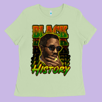 Black History Afro Man Ladies Tee Designed By Howdyjamesfarm