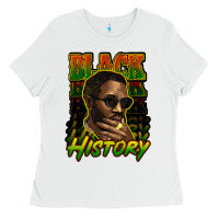 White Black history afro man Ladies Tee - HowdyJamesFarm