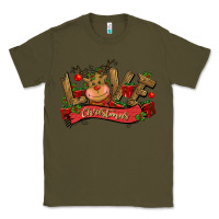 Army Green love christmas reindeer Classic Tee - CowGirlArtShop