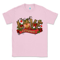Bubblegum Pink love christmas reindeer Classic Tee - CowGirlArtShop