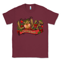 Burgundy love christmas reindeer Classic Tee - CowGirlArtShop
