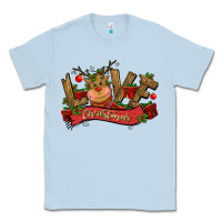 Dusty Blue love christmas reindeer Classic Tee - CowGirlArtShop
