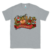 Heather Grey love christmas reindeer Classic Tee - CowGirlArtShop