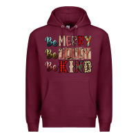 Burgundy be merry be jolly be kind Premium Hoodie - SublimationCraftShop