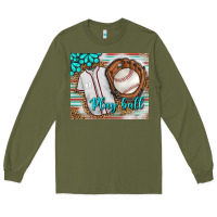 Army Green Baseball Play Ball With Leopard Mousepad Long Sleeve Tee - BundleAndBundleShop