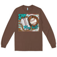 Chestnut Baseball Play Ball With Leopard Mousepad Long Sleeve Tee - BundleAndBundleShop