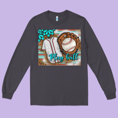 Baseball Play Ball With Leopard Mousepad Long Sleeve Tee Designed By Bundleandbundleshop