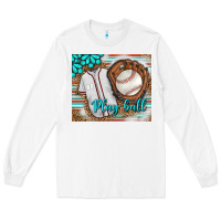 White Baseball Play Ball With Leopard Mousepad Long Sleeve Tee - BundleAndBundleShop