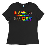 Black It's okay to say Gay pride Ladies Tee - CowGirlArtShop