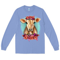 Colony Blue Floral Cow Long Sleeve Tee - RanaPortraitStore