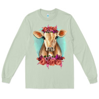 Matcha Floral Cow Long Sleeve Tee - RanaPortraitStore
