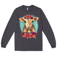 Smoke Floral Cow Long Sleeve Tee - RanaPortraitStore