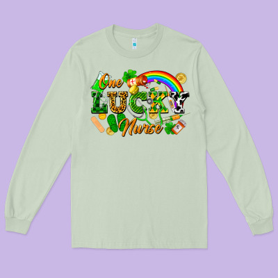 One Lucky Nurse Long Sleeve Tee Designed By Fadigitalartstudio