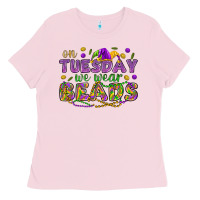 Bubblegum Pink On Tuesday we wear beads Ladies Tee - HowdyJamesFarm