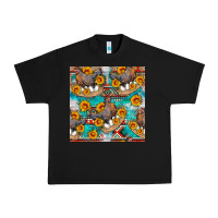 Black chicken with eggs and sunflowers seamles pattern Urban Heavy Tee - FaDigitalArtStudio