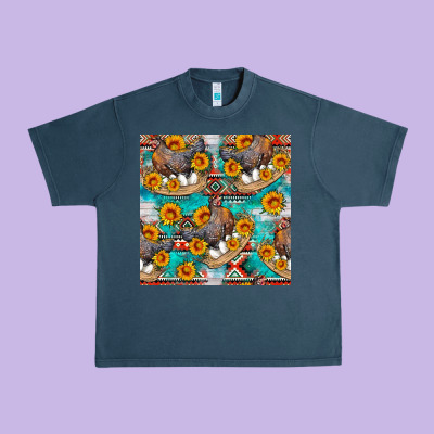 Chicken With Eggs And Sunflowers Seamles Pattern Urban Heavy Tee Designed By Fadigitalartstudio