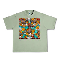 Oil Green chicken with eggs and sunflowers seamles pattern Urban Heavy Tee - FaDigitalArtStudio