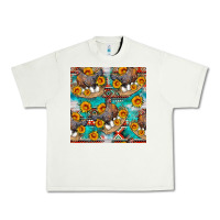 Pistachio chicken with eggs and sunflowers seamles pattern Urban Heavy Tee - FaDigitalArtStudio