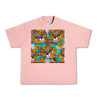 Salmon chicken with eggs and sunflowers seamles pattern Urban Heavy Tee - FaDigitalArtStudio