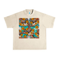 Sandshell chicken with eggs and sunflowers seamles pattern Urban Heavy Tee - FaDigitalArtStudio