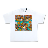 White chicken with eggs and sunflowers seamles pattern Urban Heavy Tee - FaDigitalArtStudio