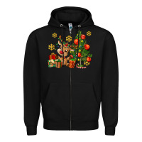 Black reindeer and christmas tree Zipper Hoodie - AdoDesignShop