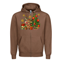 Chestnut reindeer and christmas tree Zipper Hoodie - AdoDesignShop