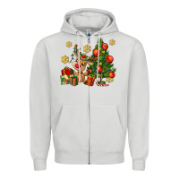 Dove Grey reindeer and christmas tree Zipper Hoodie - AdoDesignShop