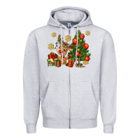 Heather Grey reindeer and christmas tree Zipper Hoodie - AdoDesignShop
