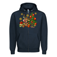 Navy reindeer and christmas tree Zipper Hoodie - AdoDesignShop