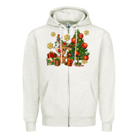 Oatmeal Heather reindeer and christmas tree Zipper Hoodie - AdoDesignShop