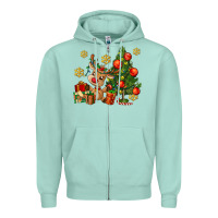 Seafoam reindeer and christmas tree Zipper Hoodie - AdoDesignShop