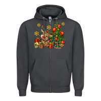 Smoke reindeer and christmas tree Zipper Hoodie - AdoDesignShop