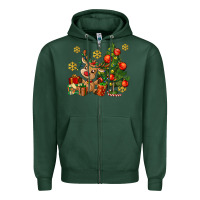 Sports Green reindeer and christmas tree Zipper Hoodie - AdoDesignShop