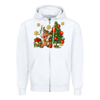 White reindeer and christmas tree Zipper Hoodie - AdoDesignShop