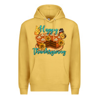 Antique Gold Happy Thanksgiving Pumpkin Pie Premium Hoodie - LillyAllenDesigns