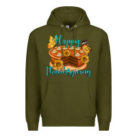 Army Green Happy Thanksgiving Pumpkin Pie Premium Hoodie - LillyAllenDesigns