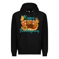 Black Happy Thanksgiving Pumpkin Pie Premium Hoodie - LillyAllenDesigns