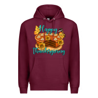 Burgundy Happy Thanksgiving Pumpkin Pie Premium Hoodie - LillyAllenDesigns